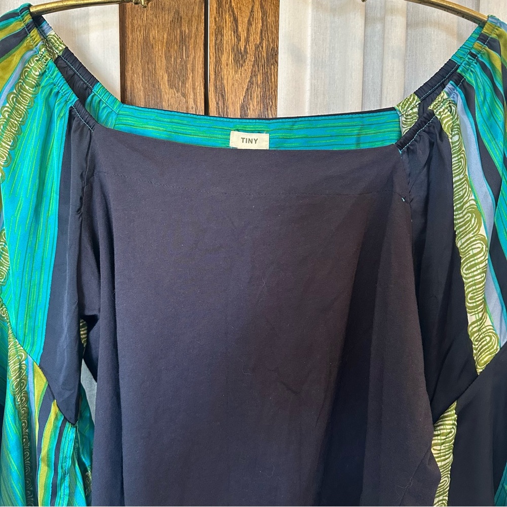 Anthropologie TINY Blue Green Beaded Bell Sleeve Top - Picture 6 of 15